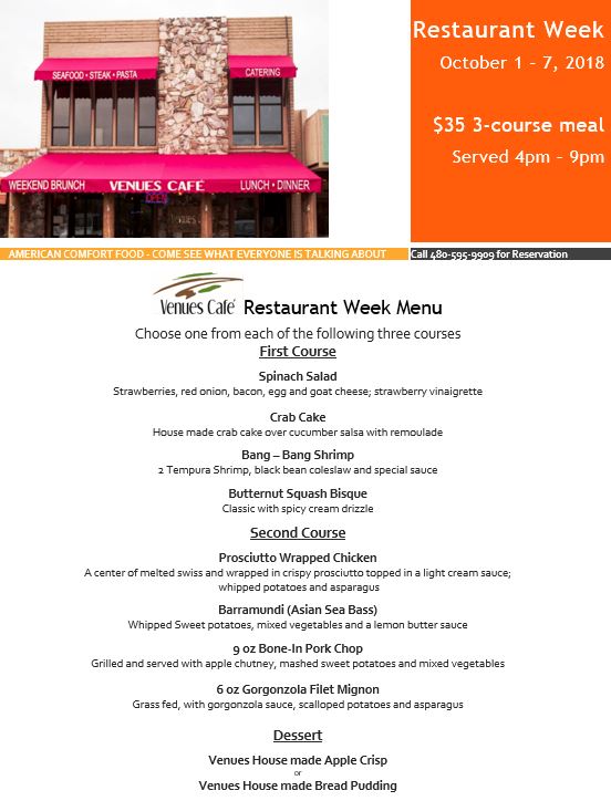 venues october restaurant week menu Carefree Restaurant Association