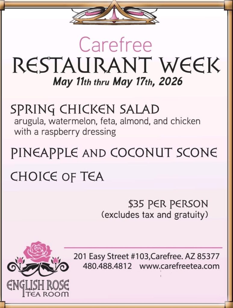 English rose tearoom carefree restaurant week menu