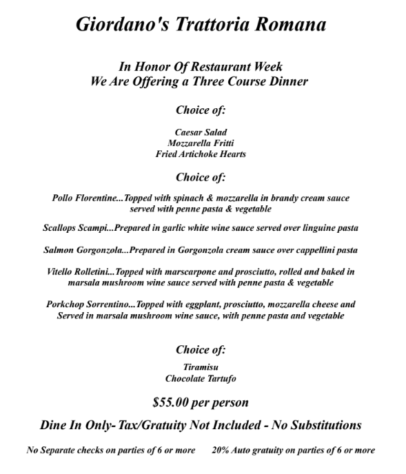 giordanos fall restaurant week menu