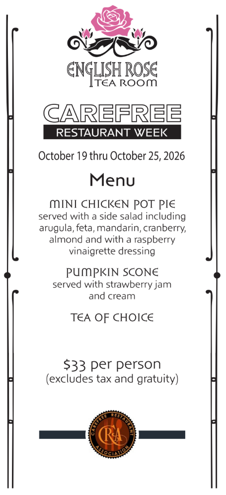 english rose tea room carefree restaurant week menu